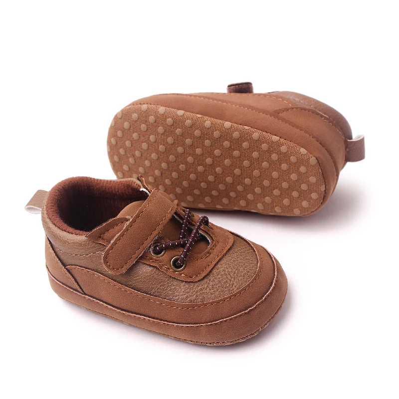 Hook&loop Design Soft PU Leather Baby Toddler Infant Shoes for Boys details
