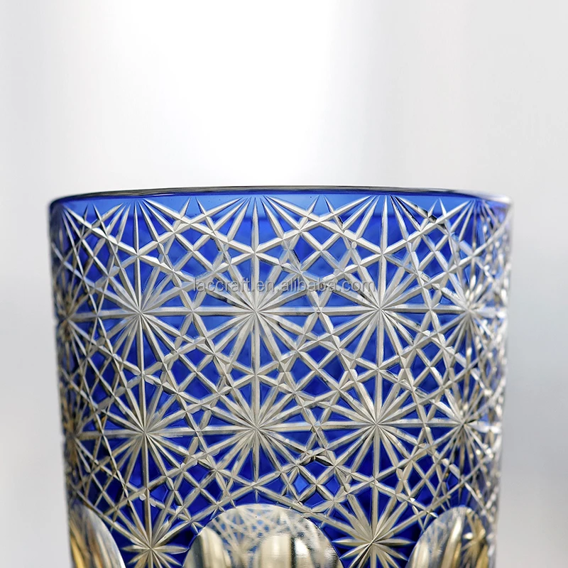 thumbnail interactive-video image 1 of Japanese Edo Kiriko Style Hand-Cut Crystal Whisky Tumbler - 9oz (250ml) Black/Feather 1 of 6