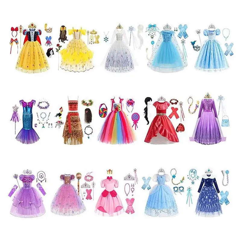 Wholesale TV&Movie Princess Dress Costume Christmas Birthday Party Dress Up Princess Dress for Girls with Princess Toys Fancy Dress Up Costume
