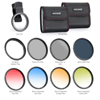 Factory Wholesales 2 In1 Kit Smartphone Lens Filter NEEWER 58 mm Lens Filter Kit for 15 14 Pro Max 13 12 11 & Digital Cameras detail image
