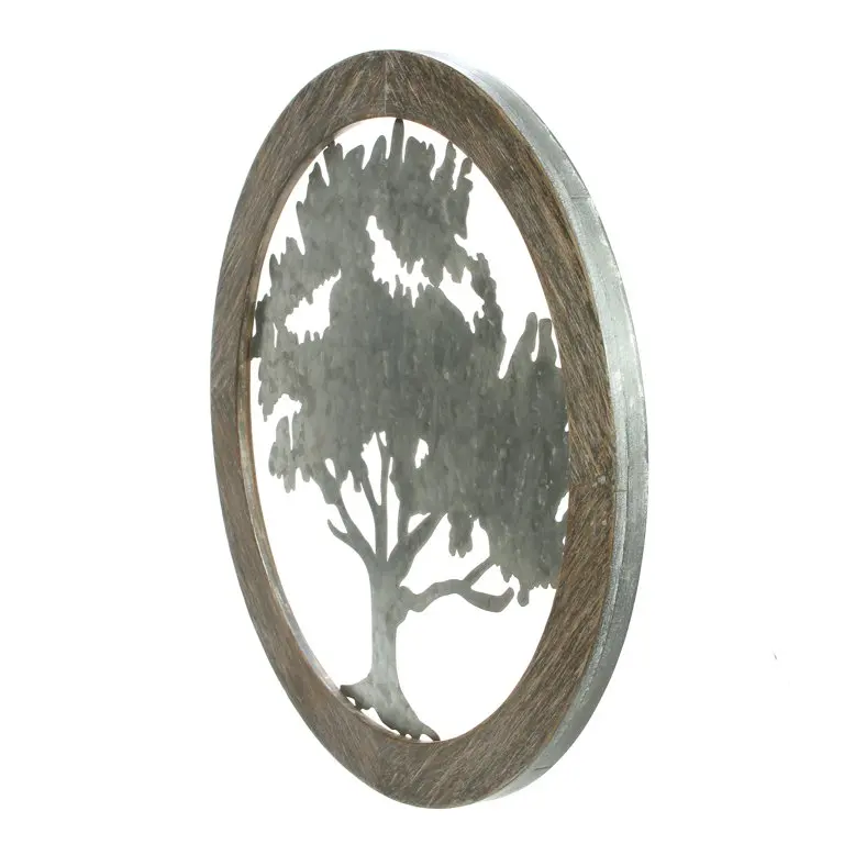 Decorative Aluminium Antique For Home Decoration 20 Inch Round Wood And