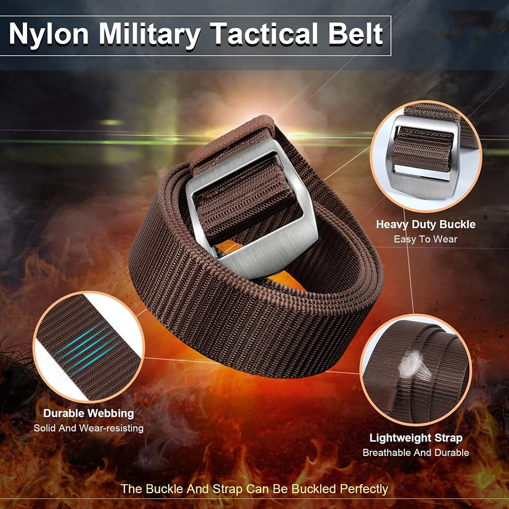 Tactical Heavy Duty Reinforced Nylon Belt for Men Adjustable Webbing Strap with Metal Buckle Tactical Belts