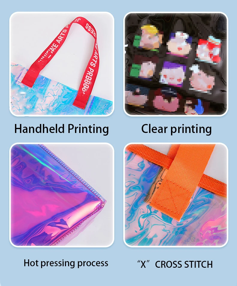 HANSUN Hot Sale Waterproof Clear PVC Beach Tote Bag Cosmetic Bag with Customized Letter Pattern Design