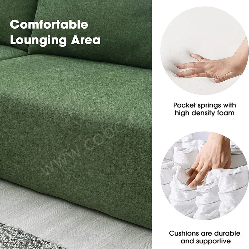 Home Living Room Apartment Small Furniture Beige Velvet Fabric Indoor Couch Vacuum Compression Sectional 2 Seater Sofa
