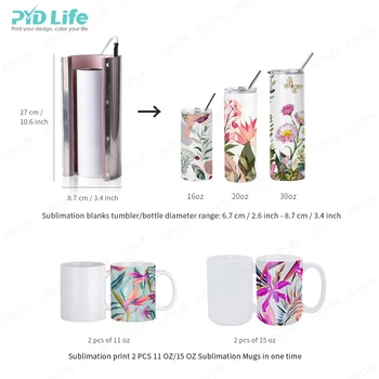 PYD Life 2 in 1 40 OZ Tumbler Heat Press Machine 220 V Mint Green 20 OZ 30  OZ Mug Heat Press Touch Screen for 40 OZ Tumbler with Handle Sublimation  Tumblers