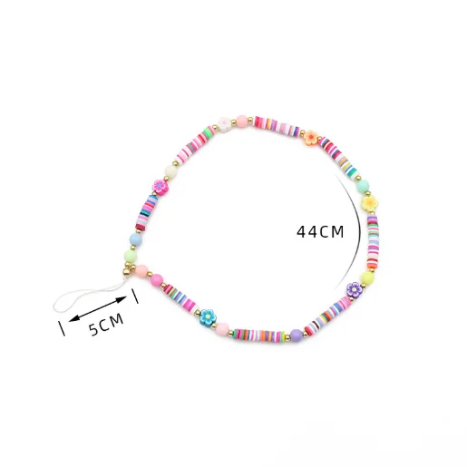 Модный акриловый чехол для телефона с жемчужными бусинами DIY, цепочка на запястье, милая девушка, красочные глиняные бусины, аксессуары для чехла мобильного телефона