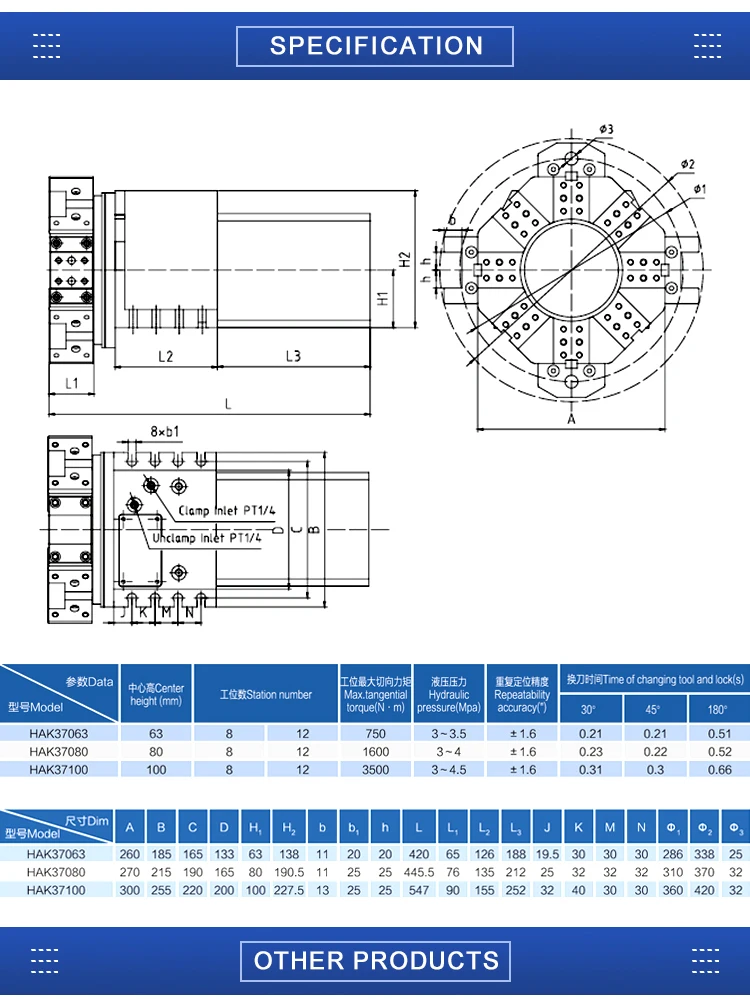 High Quality HAK37 Direct Drive Motor NC Turret Cnc Lathe Horizontal Tool Turret 8/10/12 Position Tool Post and Tool Holder