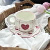 Tazza con griglia a forma di cuore rosso 300 ml e piattino