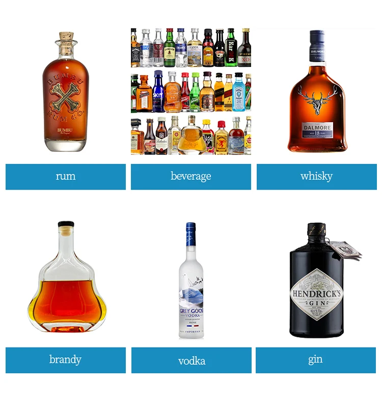 Luxury Empty Liquor 1 Liter Alcoholic Glass Whisky Bottle 750ml