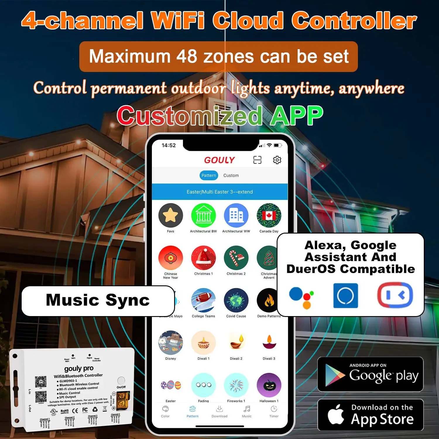 RGBW Multi Color Led Pixel Light Wifi Controller Christmas Permanent Outdoor Lights 12v 24v Pixel Led Light