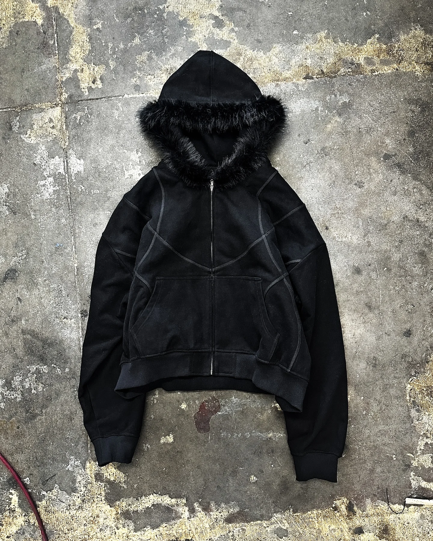 Salati Wholesale Y2K Thick Plain Blank 100% Cotton Oversized Unisex Jackets Faux Fur Zip up Men Sweatshirts Hoodie With Fur Hood gallery 3