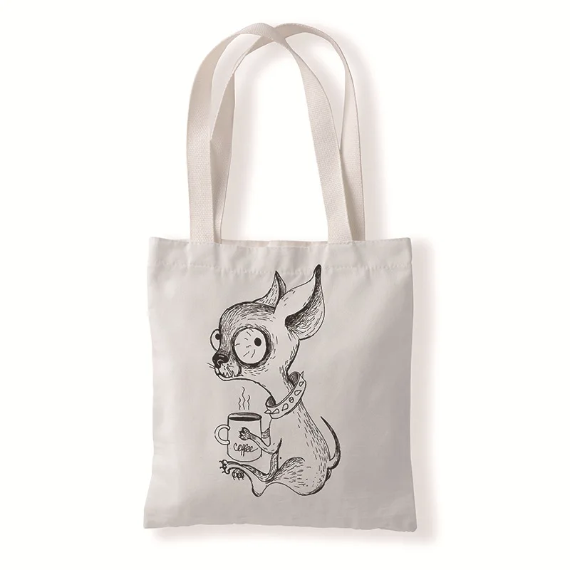 High Quality Cotton Canvas Tote Bag Rope Handle Medium Size Fashionable Letter Pattern Custom Logo Eco-Friendly Shopping Bags manufacture