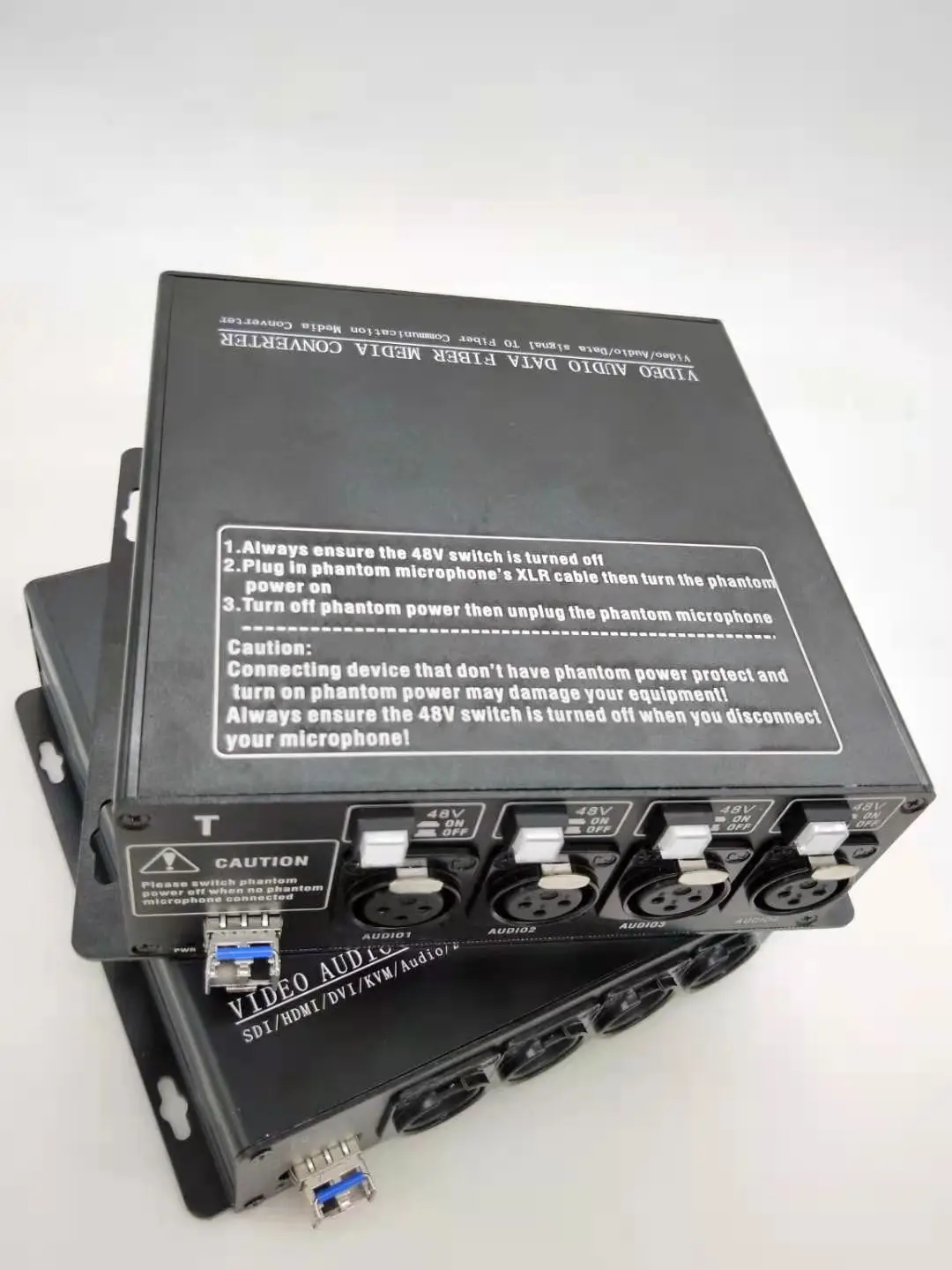 4 Convertisseurs Audio Fibre Optique XLR – 48V Phantom – Modèle PMD-4A1W-XLR-48VP-LC