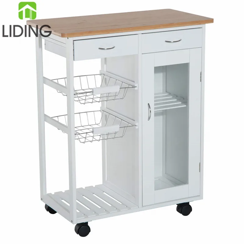 
Популярная бамбуковая корзина из нержавеющей стали, корзина для кухонного островка, Бамбуковая Кухонная Тележка, Сервировочная Тележка с ящиками и шкафом 