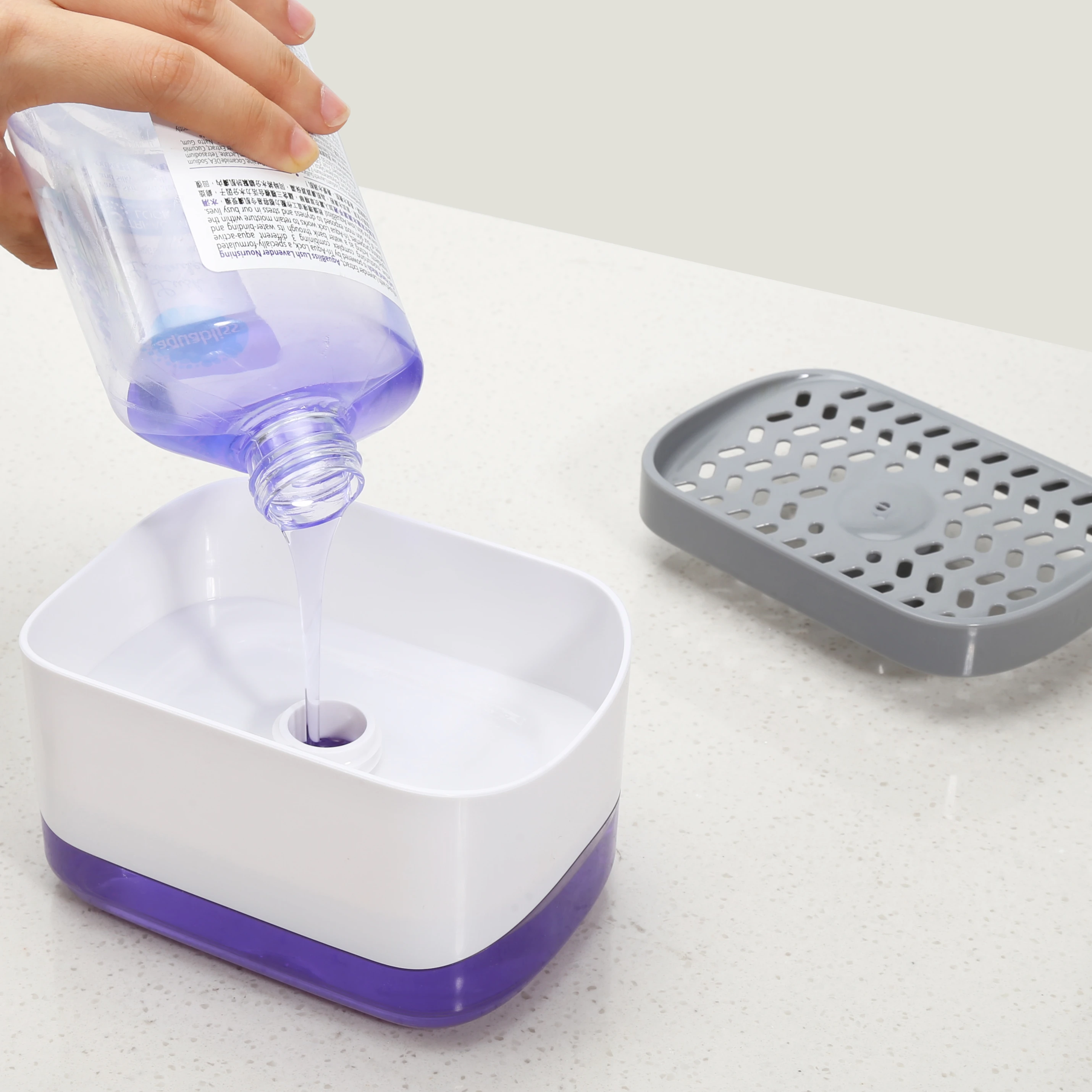 Innovative Design Kitchen Soap Dispenser With Sponge Holder