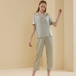 Classic short sleeve luxury 100% silk sleep wear set satin milk silk pajama NO 2