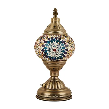 Romantic Vintage Tiffany Turkish Style Desk Lamp Rechargeable Mosaic Turksih Table Lamps Mosaic Moroccan Table Lamp