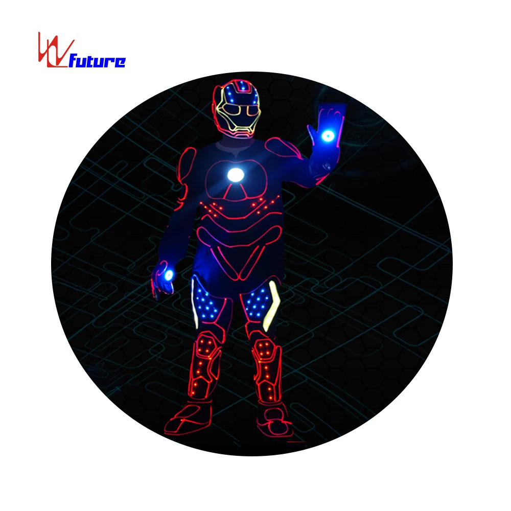 Programmable controller LED robot costume, robot led costume Ironman, led robot suit with Helmet gloves & Shoes
