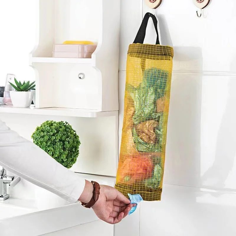 Home Grocery Bag Holder Wall Mount Plastic Bag Holder Dispenser Hanging Storage Trash Garbage Bag Kitchen Garbage Organizer factory