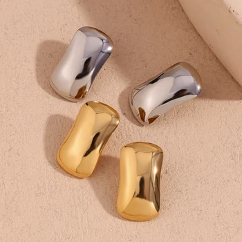 Dropshipping Minimalist Jewelry Rectangle Stud Earrings 18K Gold Plated Stainless Steel Statement Earrings