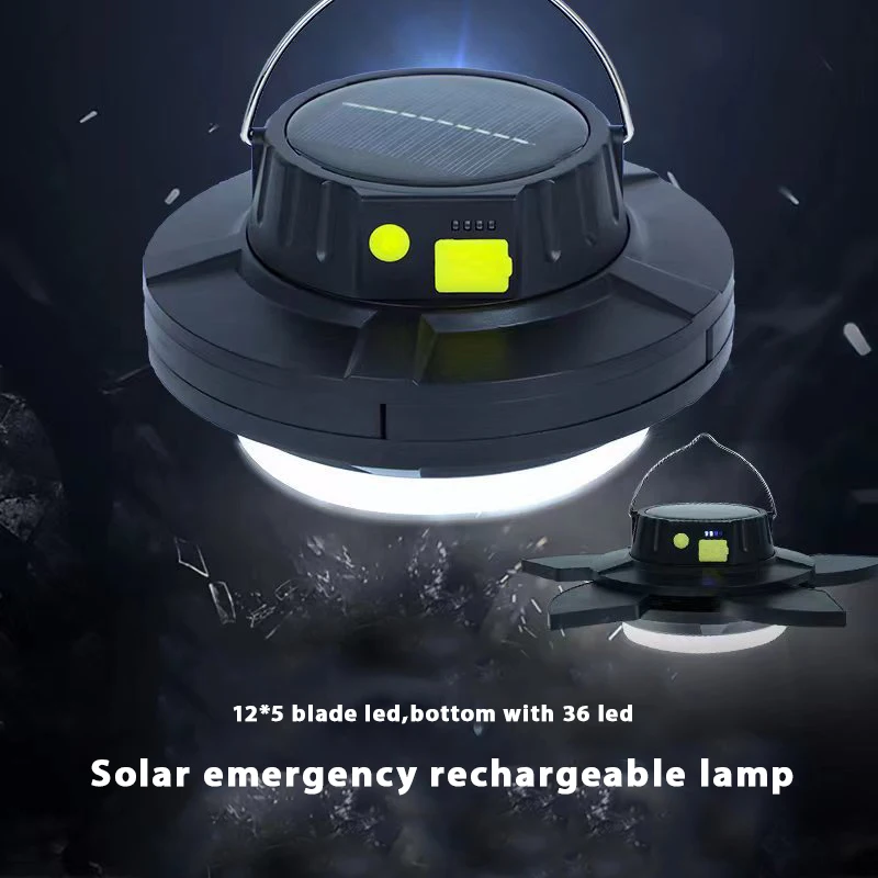 2022 New design Outdoor waterproof rechargeable solar LED tent Emergency Camping lights lantern manufacture