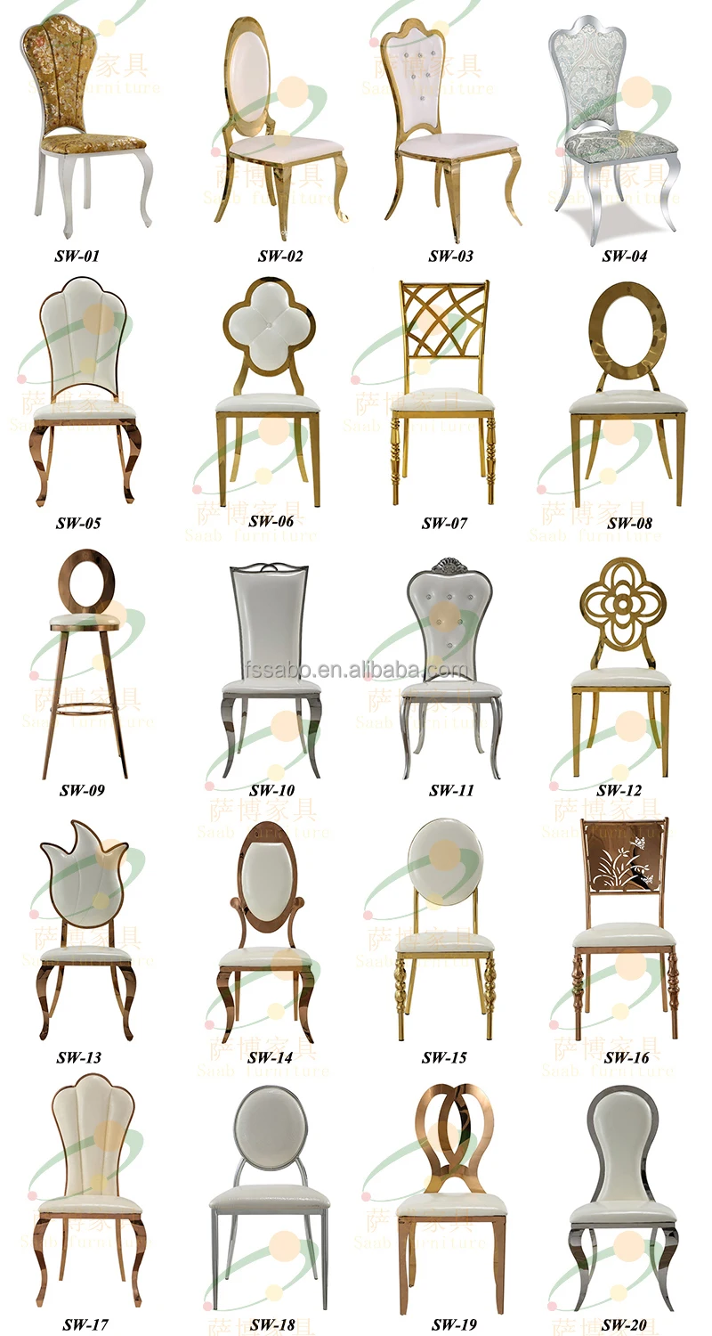 Modern Luxury Gold Metal Furniture Golden Banquet Wedding Restaurant