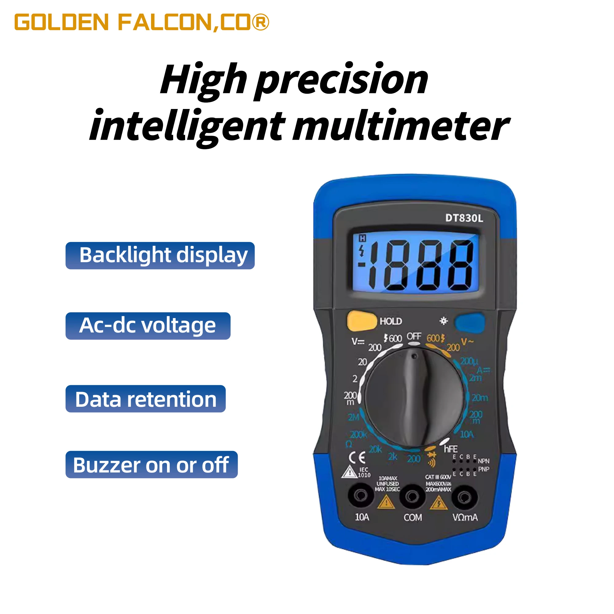 Professional Handheld Digital 1999 Counts Capacitance Meter LCD Digital Multimeter Voltmeter Ammeter Ohmmeter DT830L