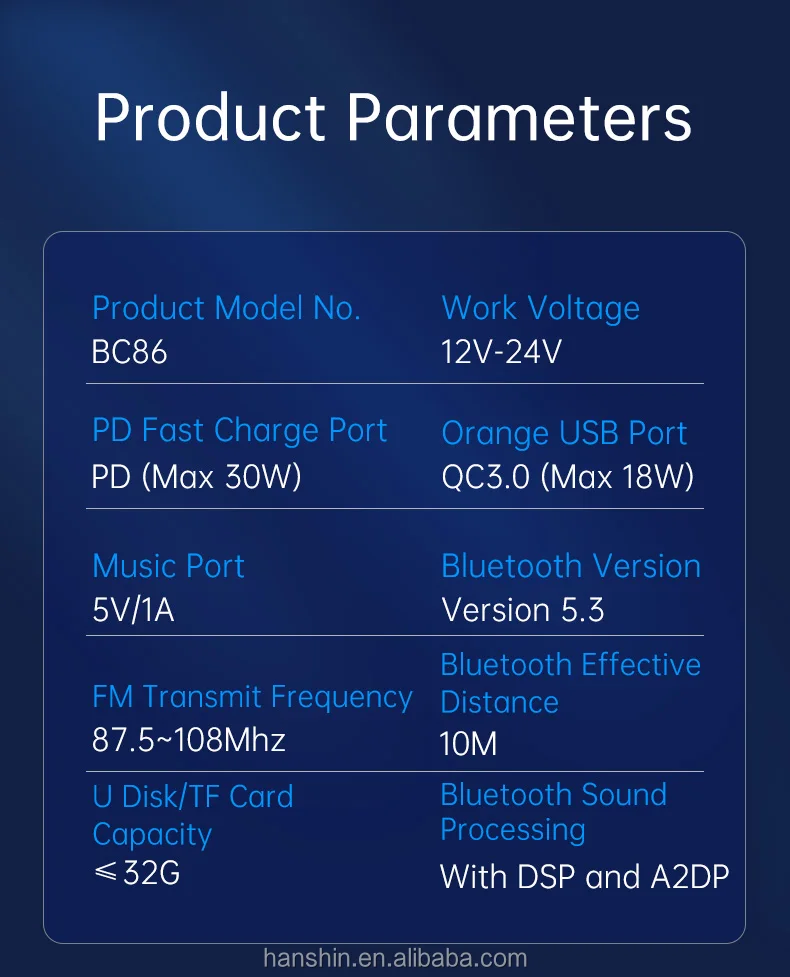 2023 New Arrival Bc86 Fm Transmitter Handsfree Car Mp3 Player With