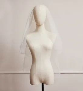 New TOB VEILS Simple White Soft Mesh Plain Yarn Short Double Layered Headband for Brides