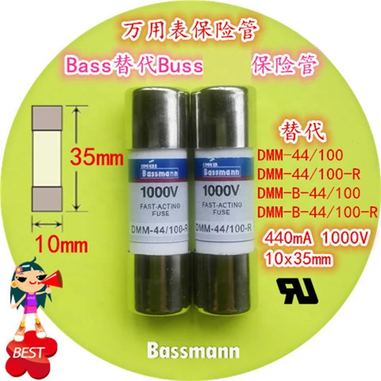 10 Pack Multimeter Fuses Bussmann DMM-B-44/100 Fuse 1000 VAC/DC Digital  Multimeter Replacement 440mA 1000V Ceramic Fuse 1PCS DMM-B-44/100-R Fuse 10*35mm 440MA 1000V.