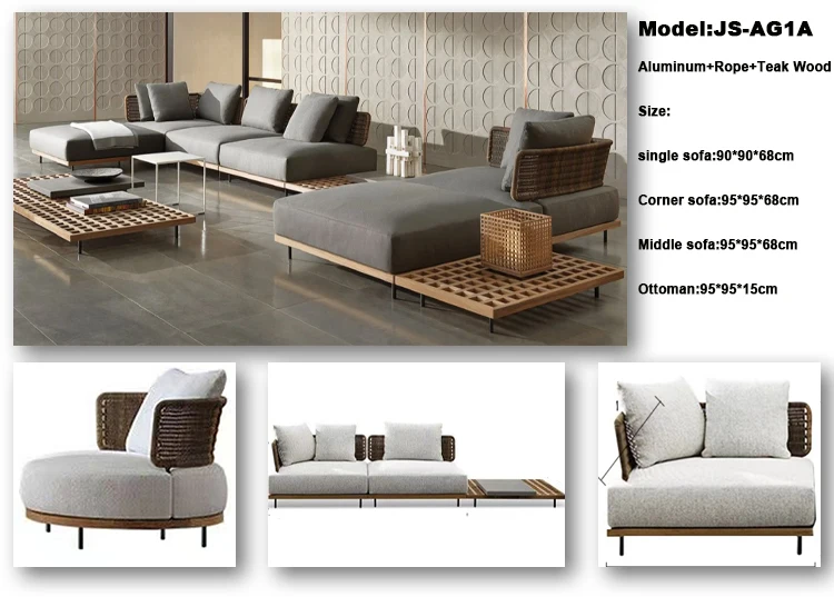 Modern Aluminum Fire Pit Sofas Outdoor Wicker Furniture Corner Sets