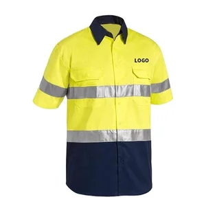 Unisex EN20471 Mining Construction Reflective Road Safety Clothing Hi Vis Workwear Custom Logo Men Uniform Security Work Shirts