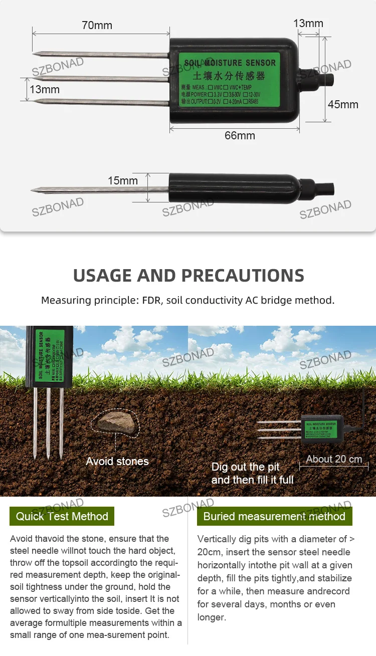 Rs485 Temperature And Moisture Soil Sensor - Buy Soil Sensor Rs485 ...