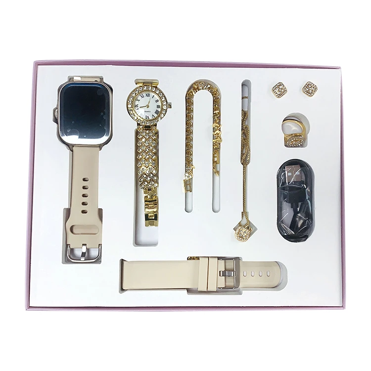 Multi Into 1 Packing Girls Ladies Women Gift Sets Diamond Bracelet Necklace Ring Earring A58 Plus Smart Watch