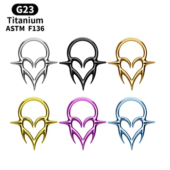 ASTM F136 Titanium Nose Septum Rings 16G Piercing Clicker Ring Vampire Fang Style Hinged Segment Punk Earrings Pierc Jewelry