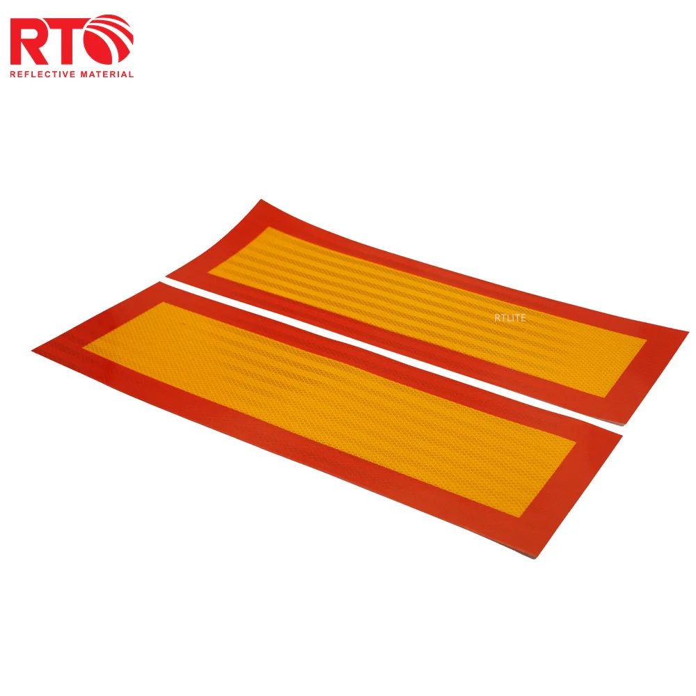 High Intensity Rectangle Style Yellow Red Reflective Sheeting Sticker Heavy Vehicle Rear Reflective Marker Board for Safety factory