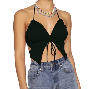 Women Sexy Halter Crop Top Sleeveless Summer Vest Casual Streetwear Bandeau Style