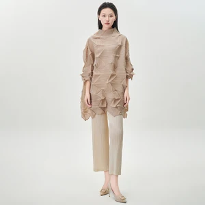 Hot Selling Women's Fashion Tops Irregular Loose Plus Size Mid-length Miyake Pleated T-shirt Factory Wholesale