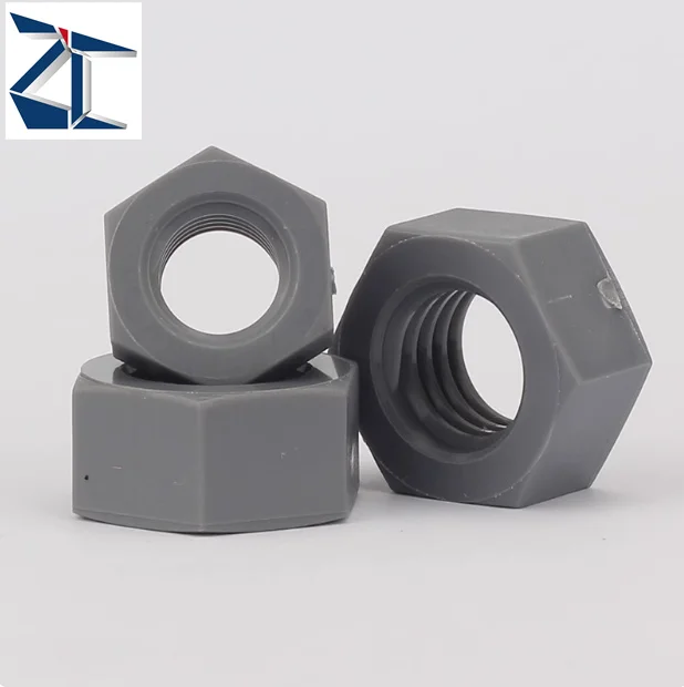 Professional Standard in stock chemical resistant insulation polyvinyl chloride grey hex pvc nut