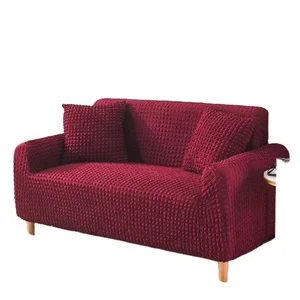 Solid Color Thick Stretch Fabric Fitted Waterproof Sofa Covers for Living Room
