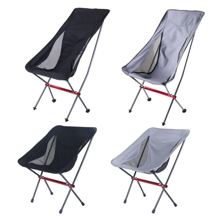 1PC Folding Camping Chair Portable Aluminum Alloy Chair For Outdoor Camping BBQ Fishing Black And Silver 