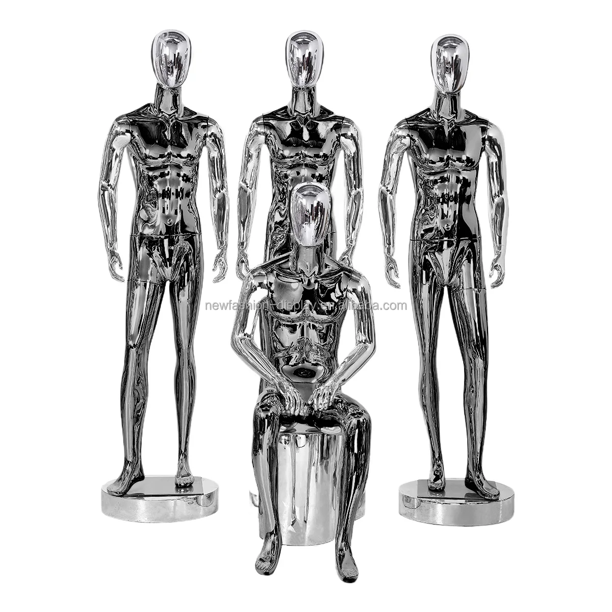 Wholesale Twopatchwork Colour Men Mannequin Full Body Silver Black