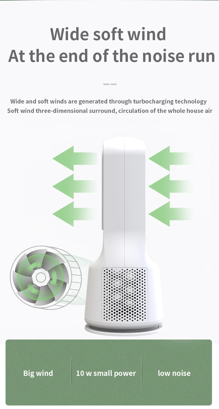 2022 New Bladeless Table Fan Air Cooling Leafless Desk Fans Portable