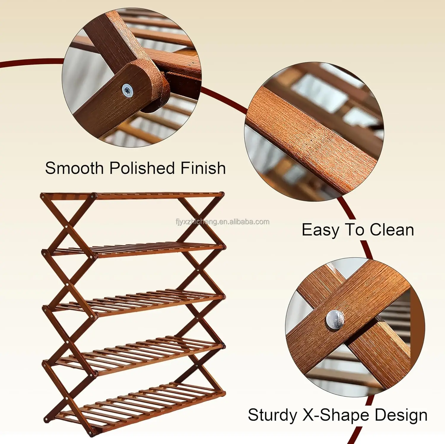 product bamboo foldable shoe rack 5 tier shoe storage organizer  folding shoe shelf for entryway bathroom  living room-3