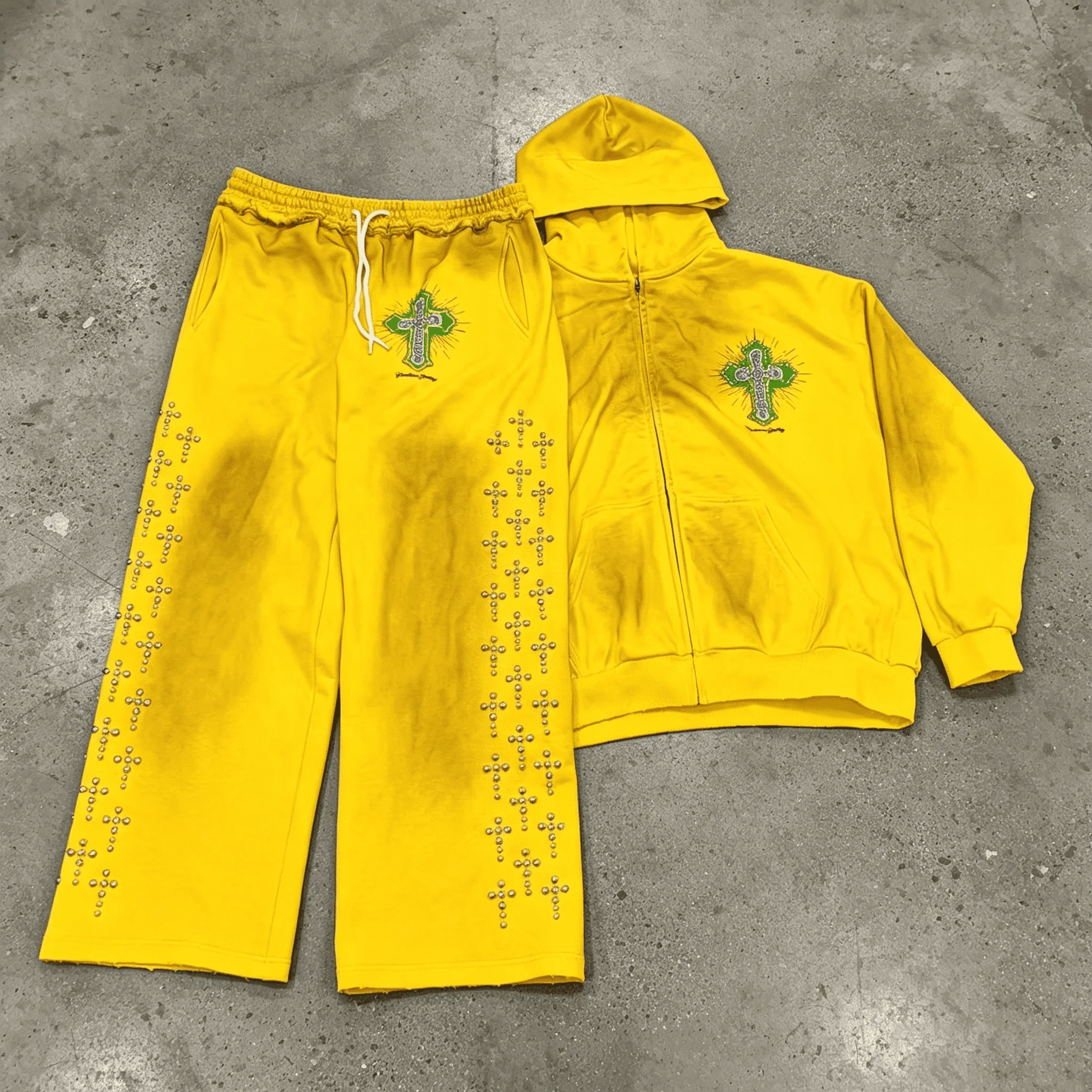 Custom Printed Sportswear Set 100% Cotton Fleece Hooded Sweatpants Hoodie Eco-Friendly Anti-Bacterial Quick Dry Loose Fit