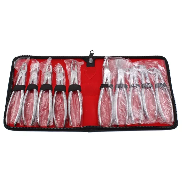 High quality dental adult extraction forceps stainless steel 10 pieces full set