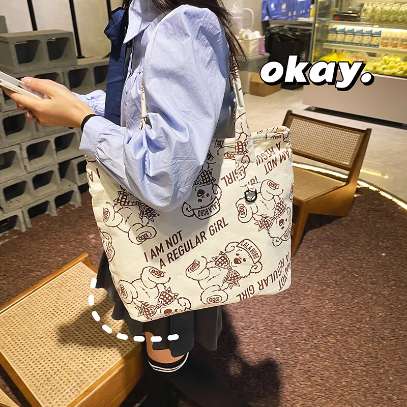 Wholesale Vintage Japanese Luxury Handbag Cute Printed Letters Bear Girl  Student Canvas Totebag Shoulder Bag Shopping Tote Bags - Buy Wholesale  Vintage Japanese Luxury Handbag Cute Printed Letters