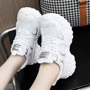BN8805 Women's Sports Shoes Fashion Trend Summer Mesh Breathable Thick Sole Heightening Lace-Up Anti-Slip for Autumn Spring