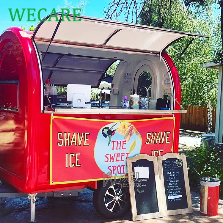 WECARE Street Fiberglass Mini Mobile Coffee Ice Cream Food Vending Cart Trailer Small Food Truck for Sale Cheap Price in USA