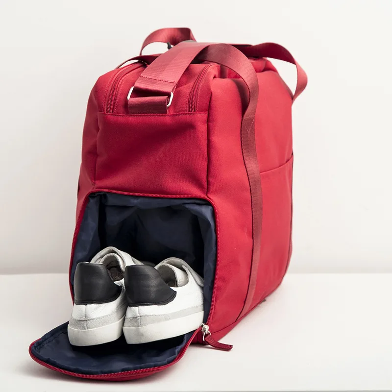 Low MOQ Custom Logo  Waterproof  Oxford Luggage Travelling Bags With Shoe Box Shoulder Tote Foldable Organizer Sport Gym Bag